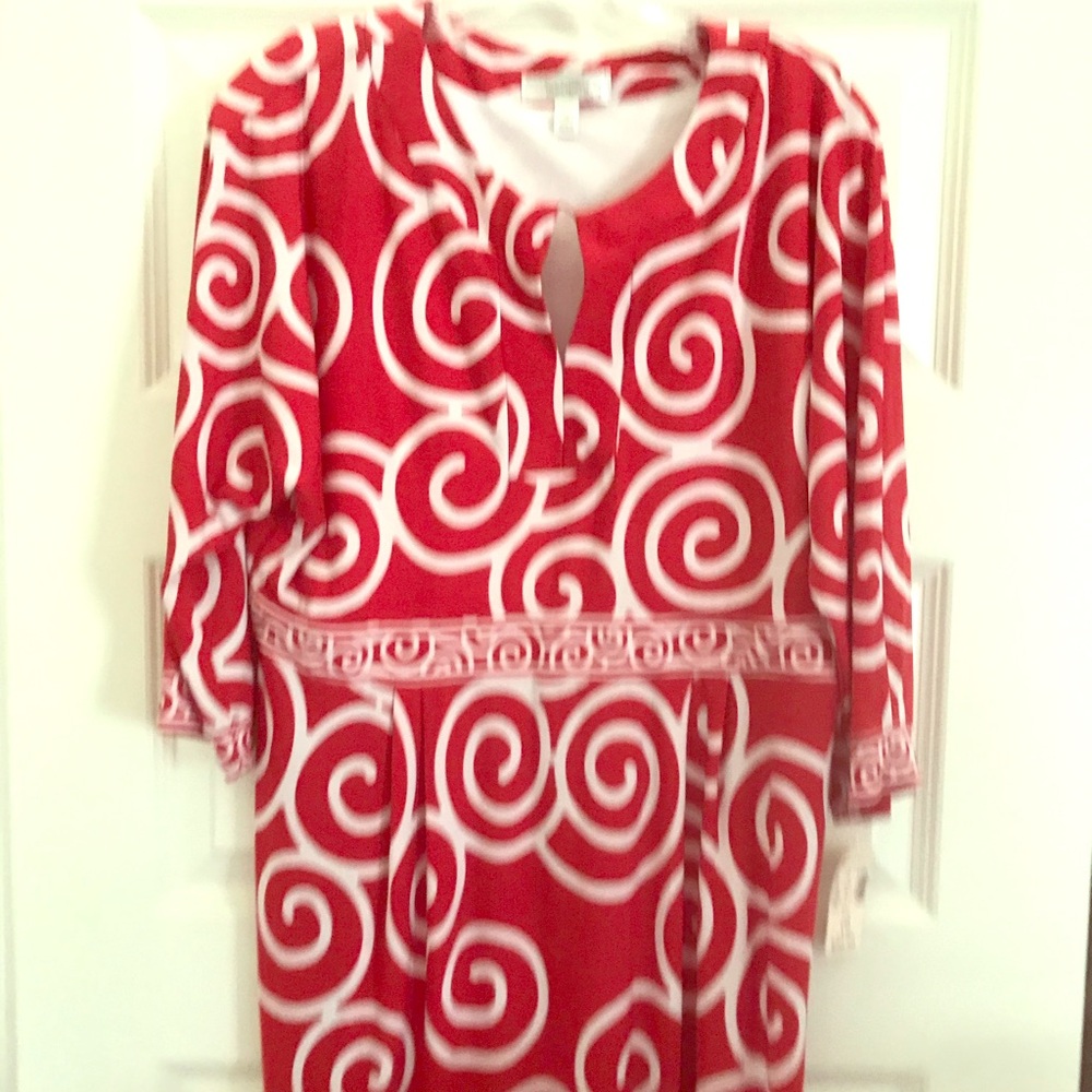 Dress Barn Red and white swirl dress